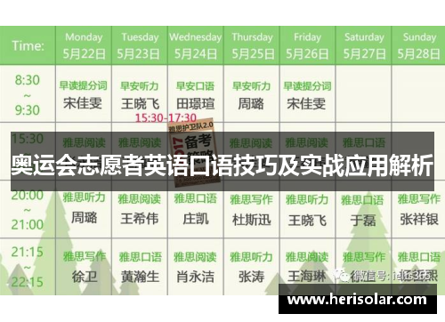 奥运会志愿者英语口语技巧及实战应用解析